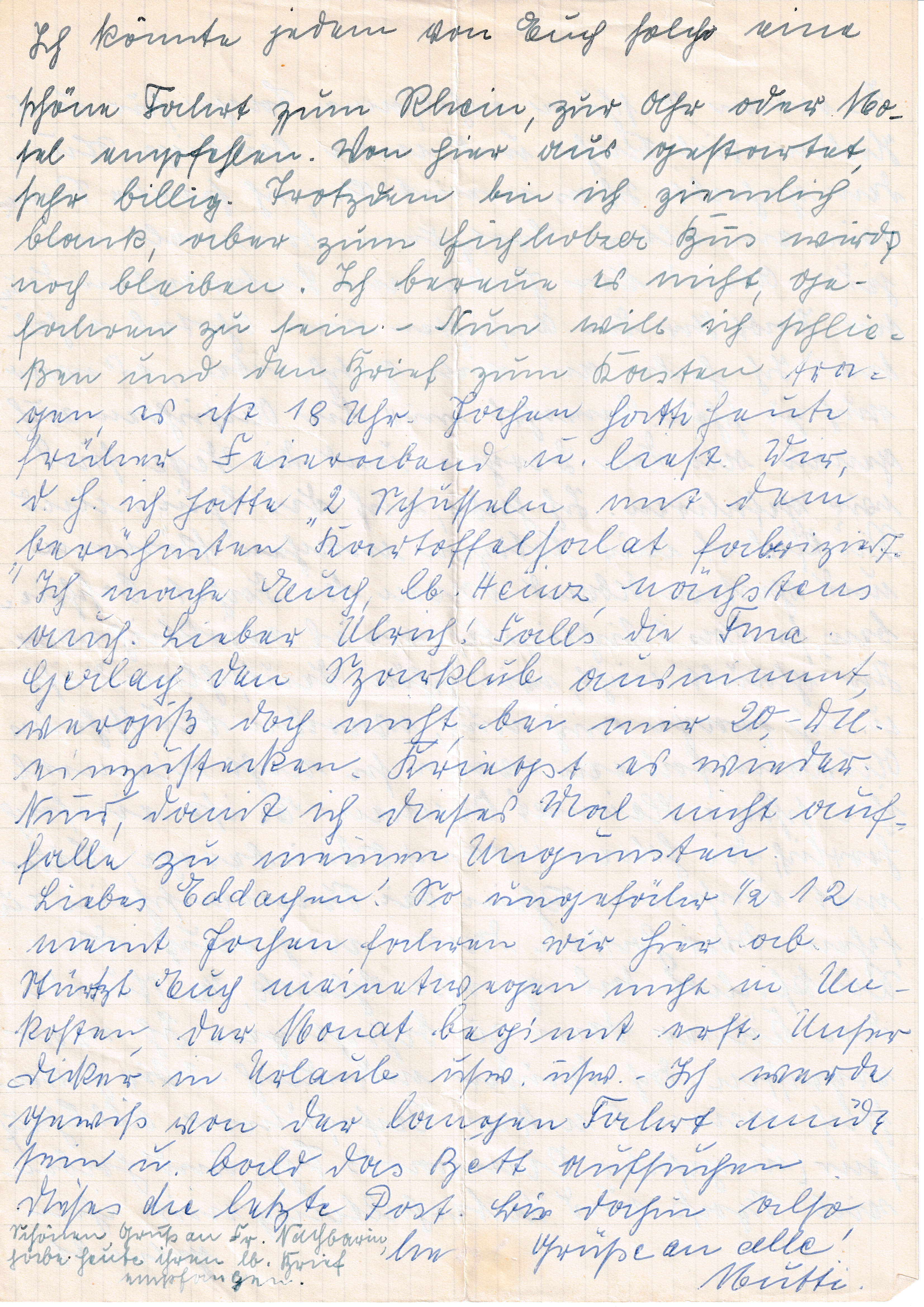 Brief von Martha Lörzer an ihre Kinder, 30.08.1956, 1/4